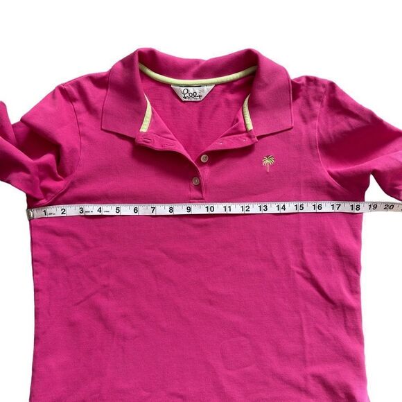 LILLY PULITZER Pink Collared Long Sleeve Polo Shirt Size MEDIUM - Picture 2 of 11